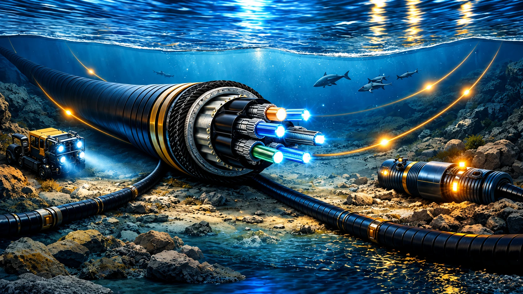 Marine electrical components, cables, lamps and lighting